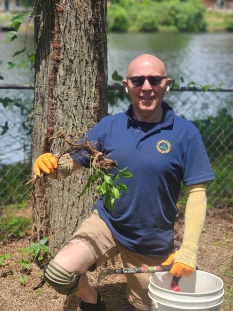 George in North Carolina on a poison ivy removal project.
